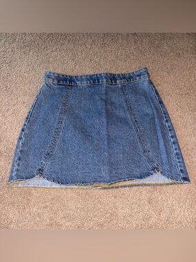 PacSun Blue Denim Panel A-Line Mini Skirt